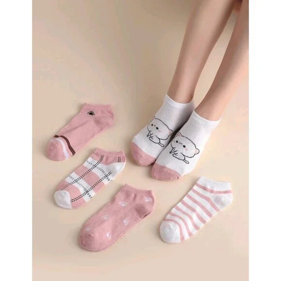 5 Pairs Women's Cute Ankle Socks - Picture 3 of 7